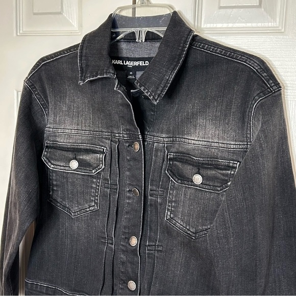 Karl Lagerfeld Black Denim Jacket XS - Picture 3 of 13
